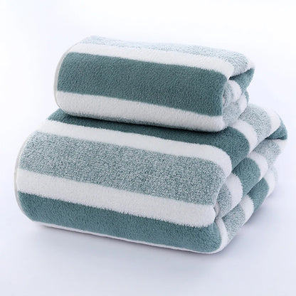 Striped Pattern Towel Set — Soft, Quick-Drying & Absorbent