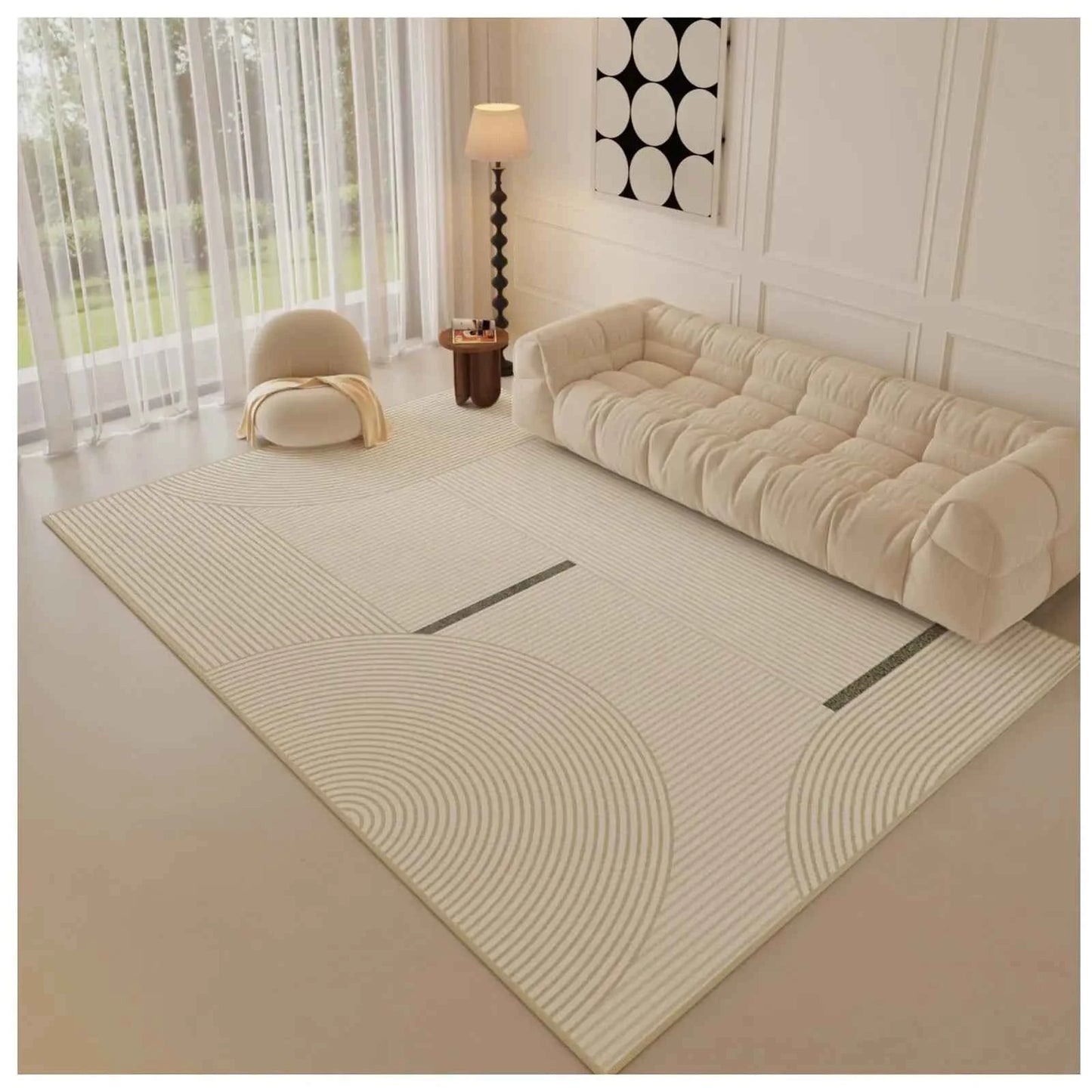 VIKAMA Simple Cream Wind Carpet Living Room Three Anti-Loop Pile Household Bedside Rug Bedroom Carpet Full Spread