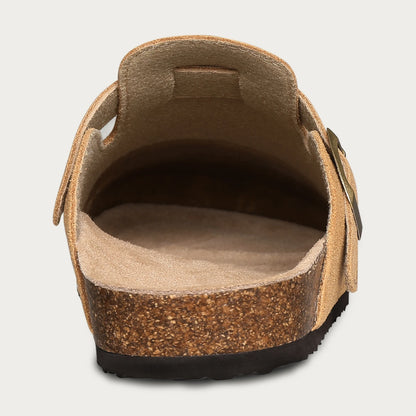 Men’s Suede Clogs — Soft Leather Cork Sandals with Arch Support