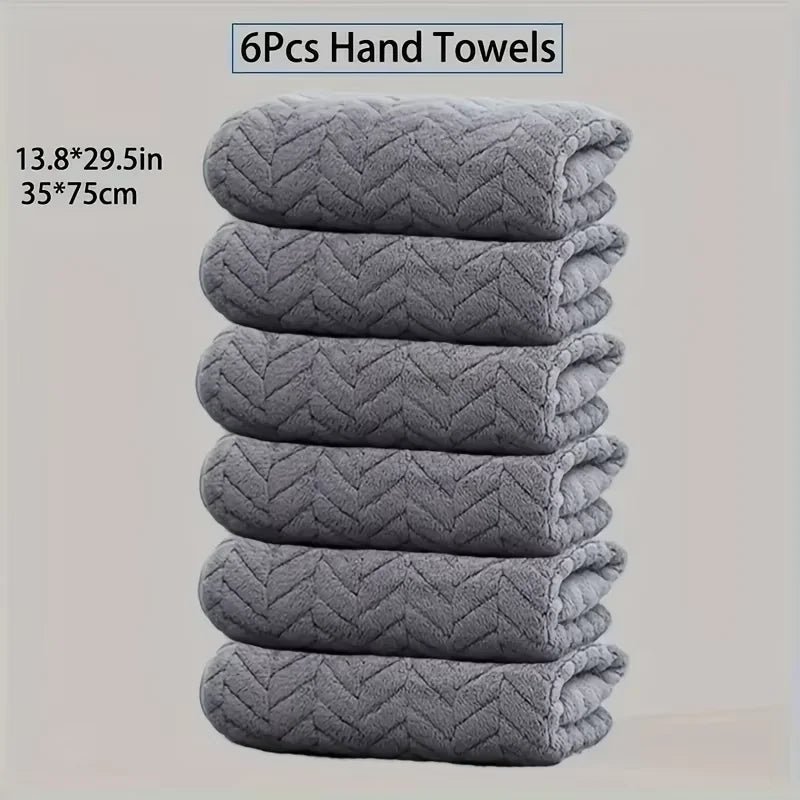 4/6 Pcs Towel Set - Soft Hand Towel Absorbent Bath towel Set 2 Size