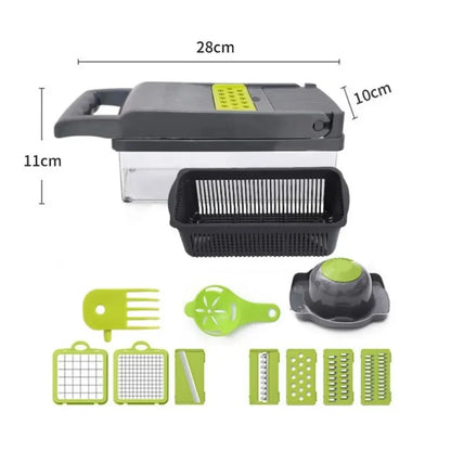 Multifunctional Vegetable Chopper and Food Slicer, 14-in-1 with Handle and Grater Set