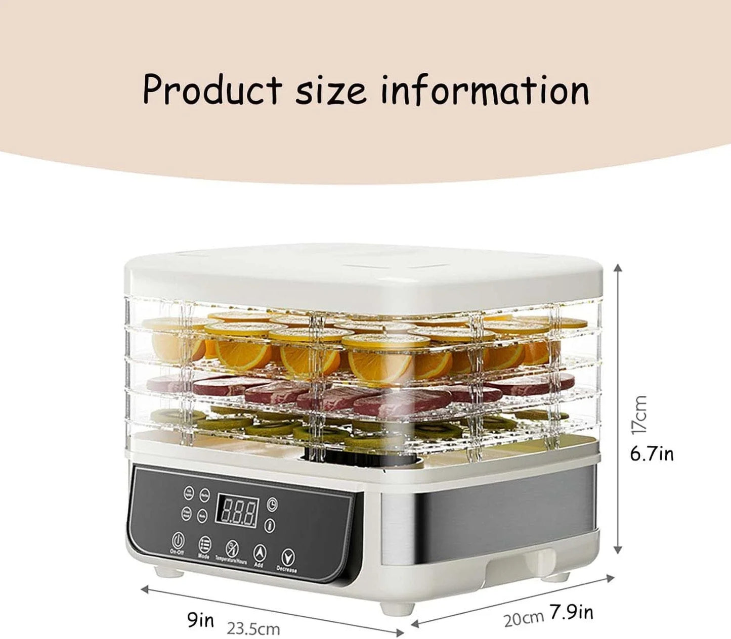 5-Layer Household Food Dehydrator with Adjustable Temperature and Touch Control