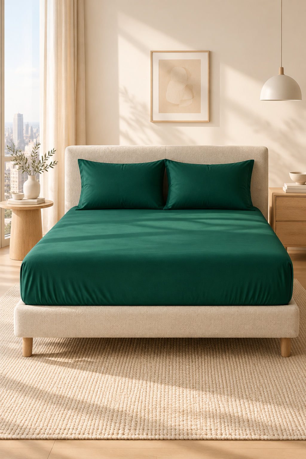 Cotton Fitted Bed Sheet with Elastic | Solid Colors