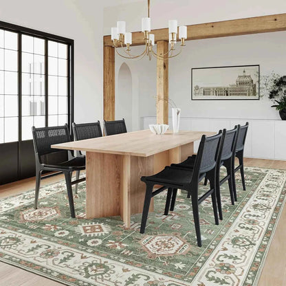 VIKAMA Washed Back Imitation Cashmere Carpet Green Home Area Carpet Living Room Soft Non-Slip Vintage Bedroom Floor Mat