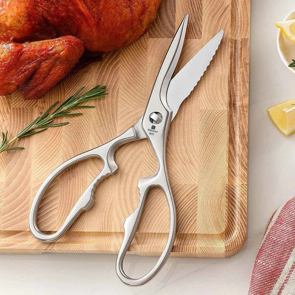XINZUO One Piece 3Cr13 Stainless Forged Steel Kitchen Scissors Tool Upgraded Poultry Shears Cutter Turkey Meat Fish Vegetables