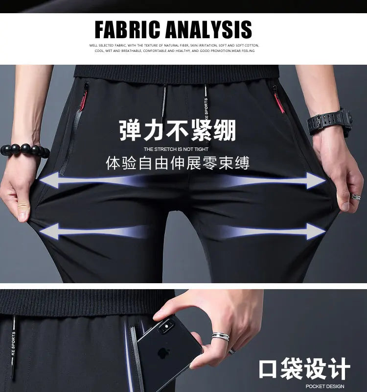 Men's Business Stretch Slim Fit Trousers — Elastic Waist Korean Classic Jogger Pants
