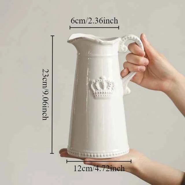 European Style Relief Ceramic Vase, Flower Arrangement, Milk Pot Vases, Living Room Decoration, Retro