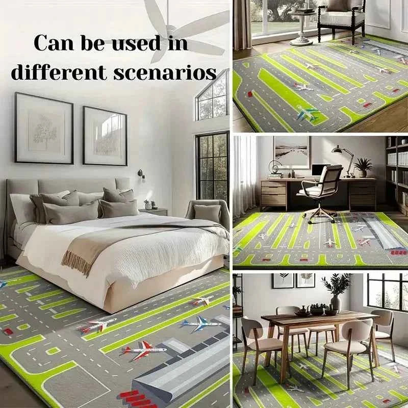 American Football Field Pattern Team Carpet Anti Slip Carpet Sports Fans HomeDecorationLiving Room Sofa Game RoomGreen Floor Mat