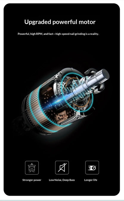 Quiet Electric Nail Grinder with LED Light & Safety Guard