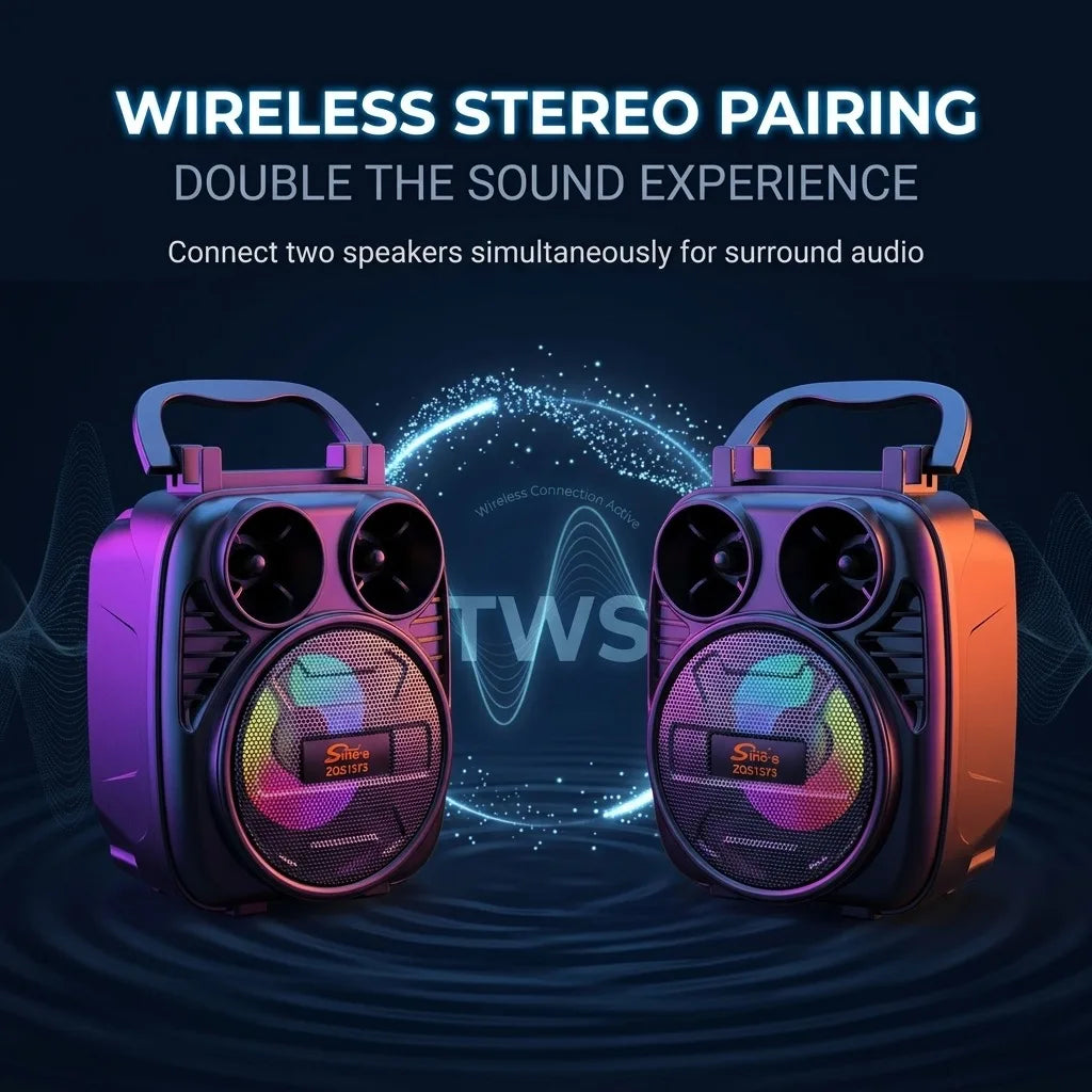 Portable Bluetooth Speaker – RGB LED, Heavy Bass, Phone Holder, FM Radio, TF Card & USB