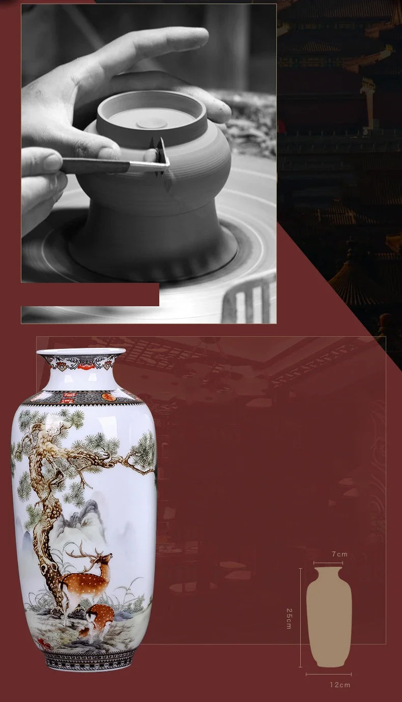 Jingdezhen Ceramic Vase — Vintage Chinese Traditional Animal Design Fine Porcelain Home Decor