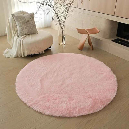VIKAMA Ins White Round Carpet, Furry Floor Mat, Living Room, Home Blanket, Bedroom, Indoor Room, Plush Home Decoration Carpet