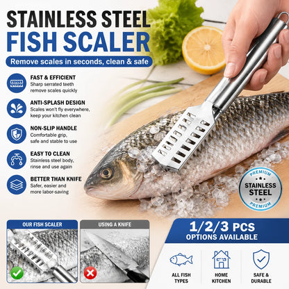 Anti-Splash Stainless Steel Fish Scale Remover Scaler