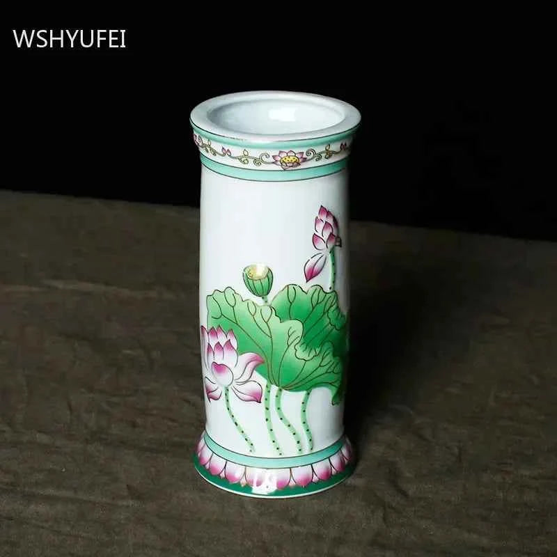 Home Ceramics Lotus Vases Ornaments Buddha Hall Worship Accessories Living Room Flower Arrangement Vase Decoration Crafts