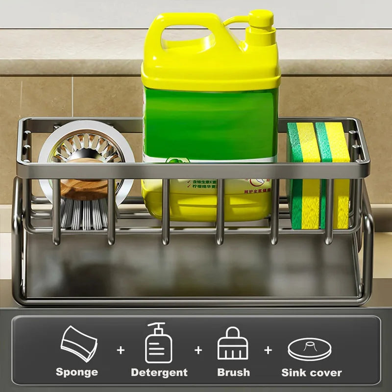 Carbon Steel Kitchen Sink Organizer Caddy with Drip Tray