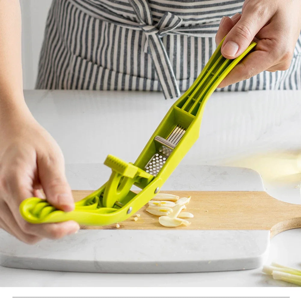 Garlic Press Garlic Slicer 2 In 1 Multifunctional Manual Pull Type Garlic Punch Kitchen Gadget Accessories for Home