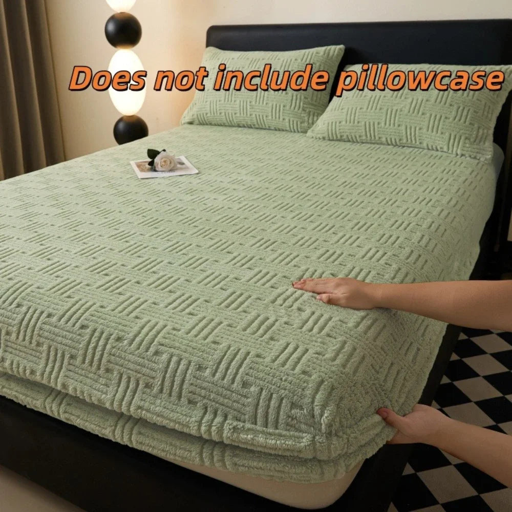 Grid Stripe Brushed Fitted Sheet, Queen, Deep Pocket