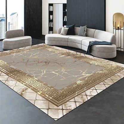 Modern Golden Luxury Carpet Large Living Room Decoration Home Rugs Non-slip Bedroom Mat Customizable Coffee Table Lounge Rugs