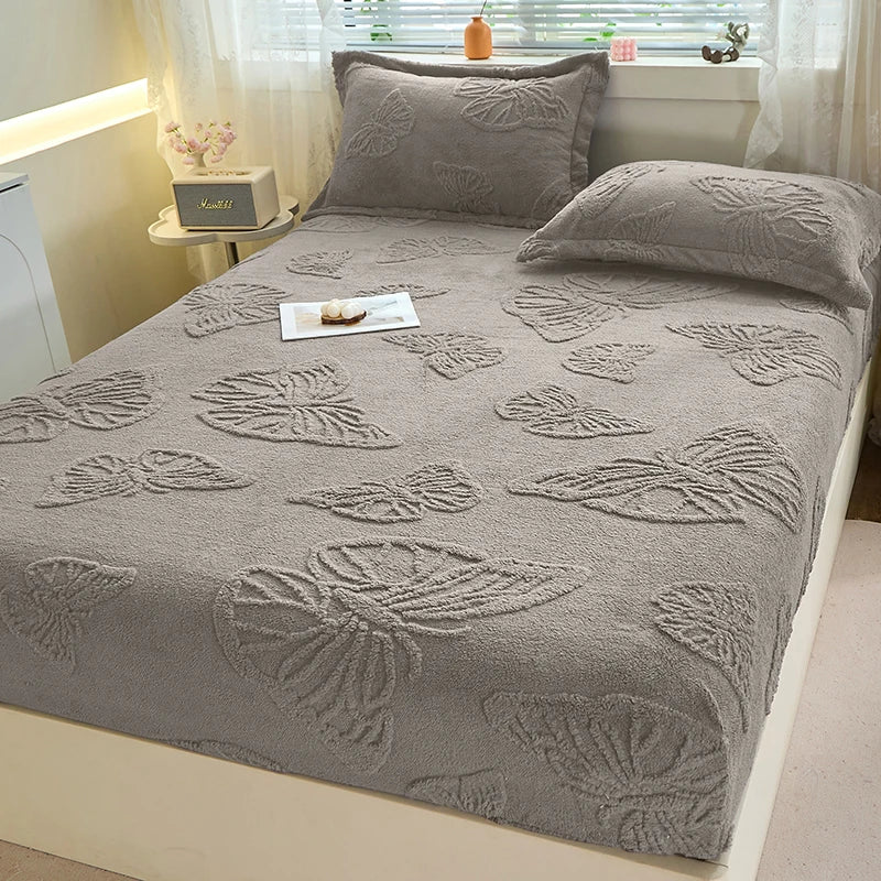 Flannel Fitted Sheet, Soft Thick Bedding, All Seasons