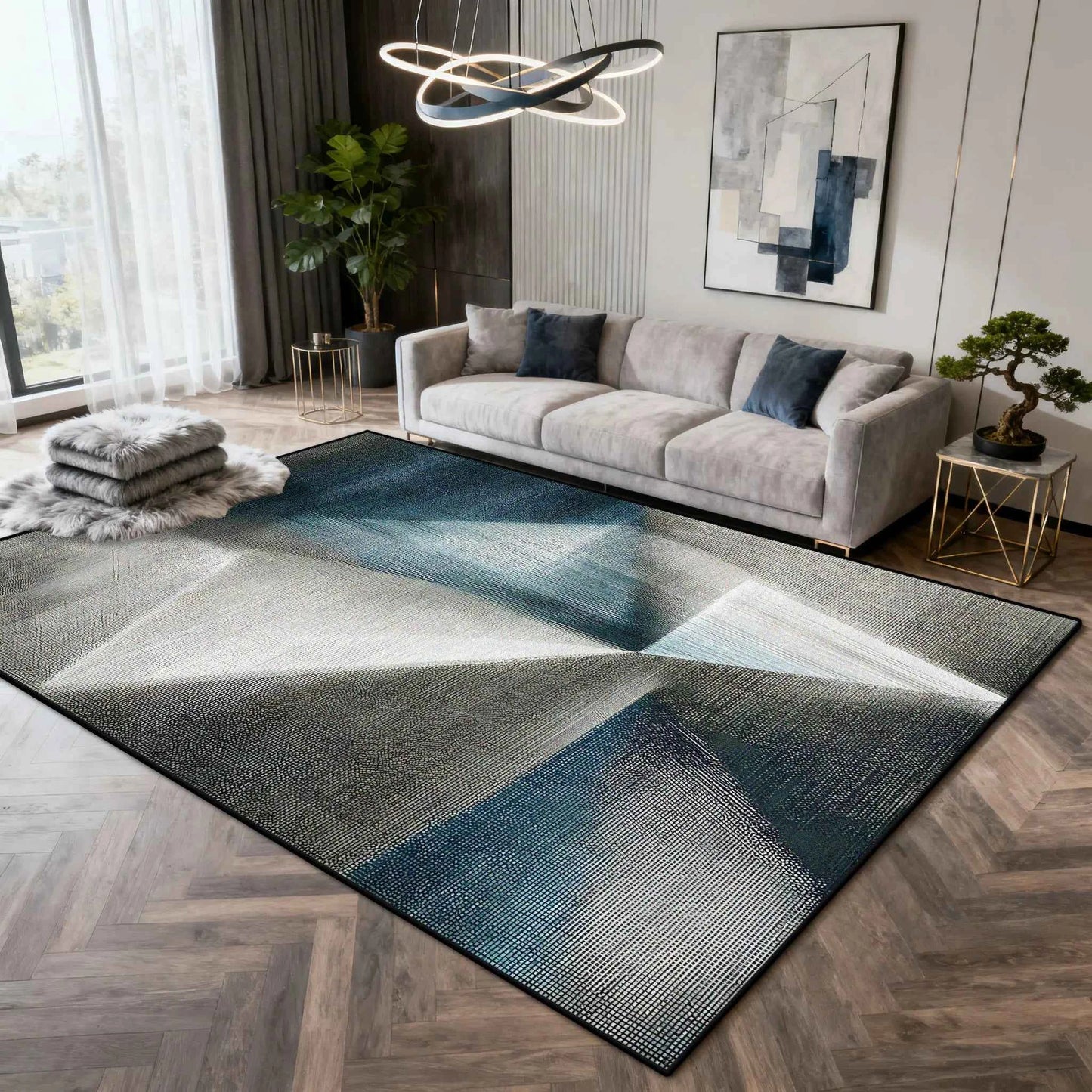 Nordic Light Luxury Carpet Abstract Art Decoration Home Living Room Large Rugs 200×300 Bedroom Cloakroom Plush Foot Mat Washable