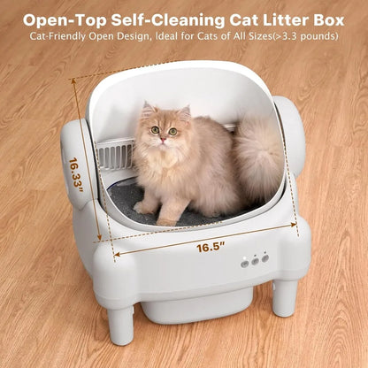 Open-Top Self-Cleaning Cat Litter Box — 15L Bin, APP Control & 7-Sensor Safety for Multi-Cats