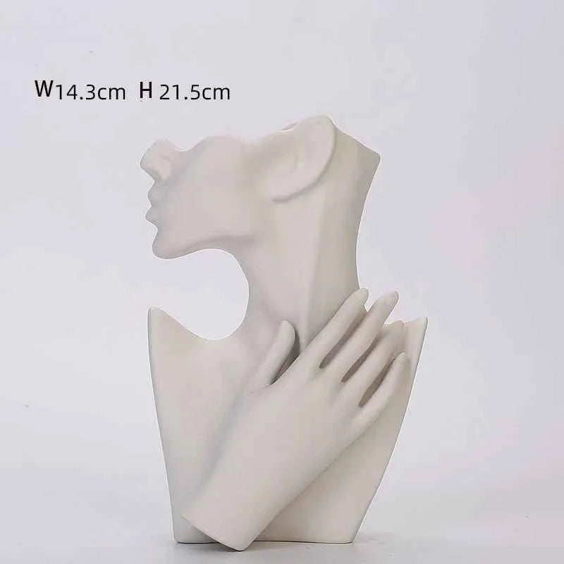 human ceramic vase minimalist dry flower decor nordic modern home ornament plain fired living room office stylish decoration