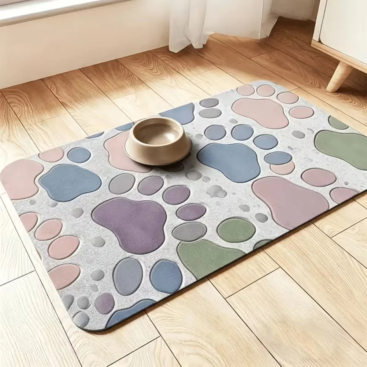 Rubber-Backed Pet Food Bowl Mat, Non-Slip