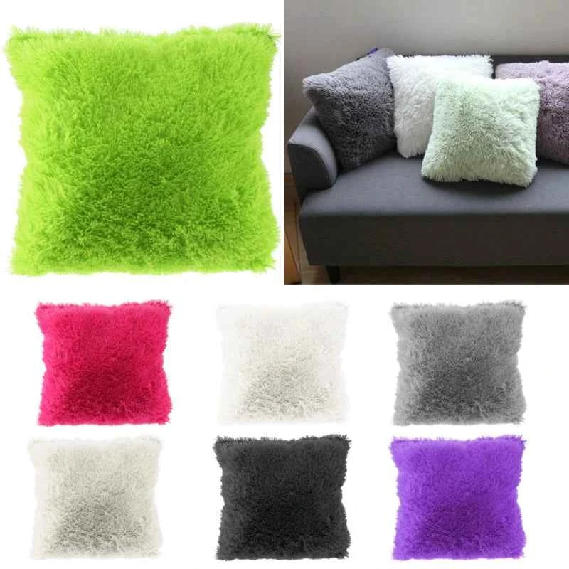 Soft Faux Fur Pillows Case Plush Cushion Cover Pink Blue Purple Warm Living Room Bedroom Sofa Decorative Pillows Cover 40*40cm