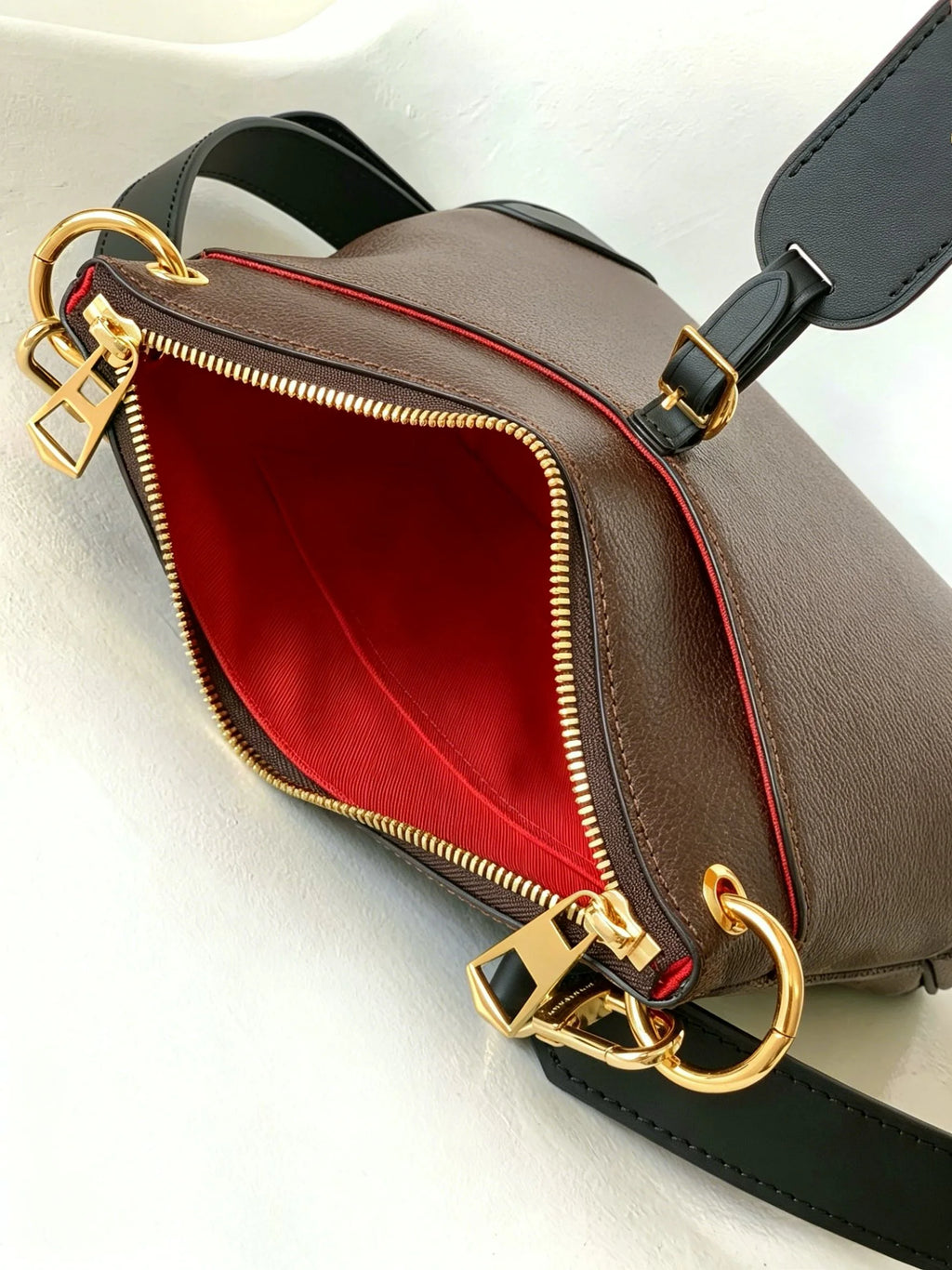 Caramel Brown Leather Triangle Bucket Bag, Multi-Way