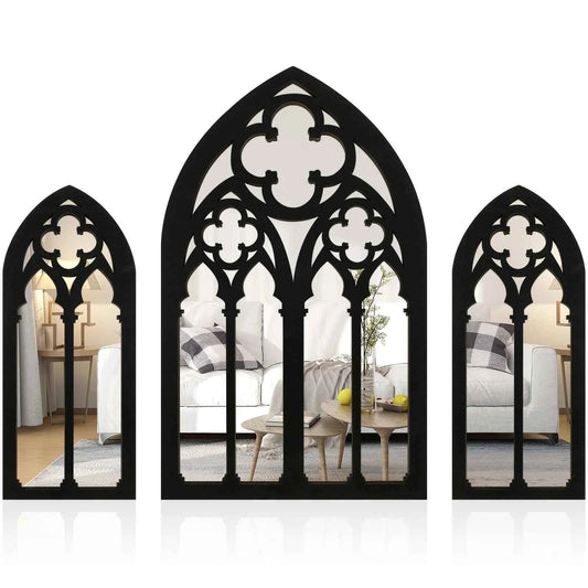 3-piece set of acrylic Gothic cathedral window mirrors Baroque home decoration wall mirrors suitable for living rooms