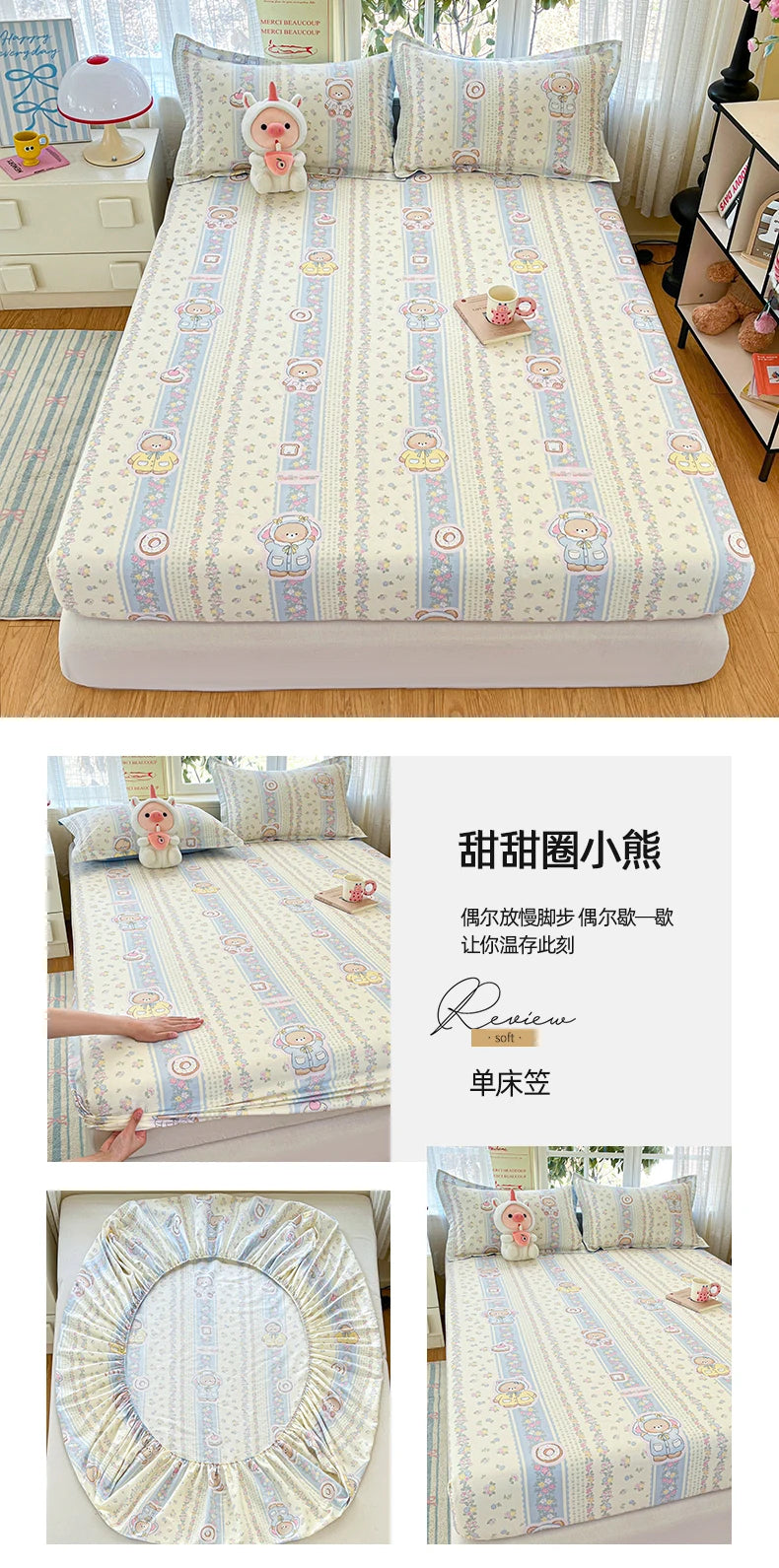 100% Cotton Cute Bear Print Bed Sheet, All Sizes