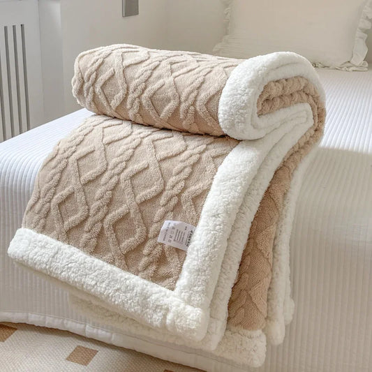 Double Layer Fleece Blanket Autumn Winter Thick Warm Office Nap Throw Blankets for Sofa Bed Single Double Soft Plush Comforter