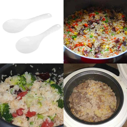 2Pcs Rice Cooker Spoon Heat Resistant Rice Serving Spoon Non Stick Plastic Rice Spatula Multifunctional Rice Cooker Accessories