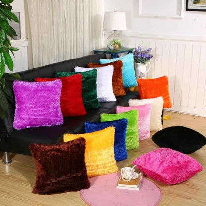 Soft Faux Fur Pillows Case Plush Cushion Cover Pink Blue Purple Warm Living Room Bedroom Sofa Decorative Pillows Cover 40*40cm