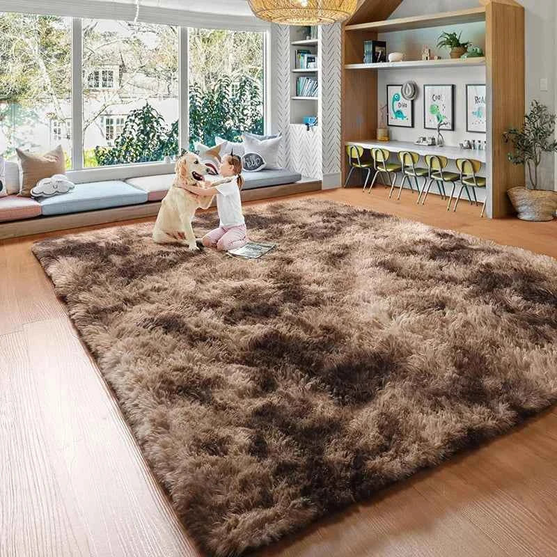 VIKAMA Plush Tie-Dye Carpet Living RoomHome Decor Children's Bedroom Fluffy Carpet Non-Slip Blanket Bedside Design Room Play Mat