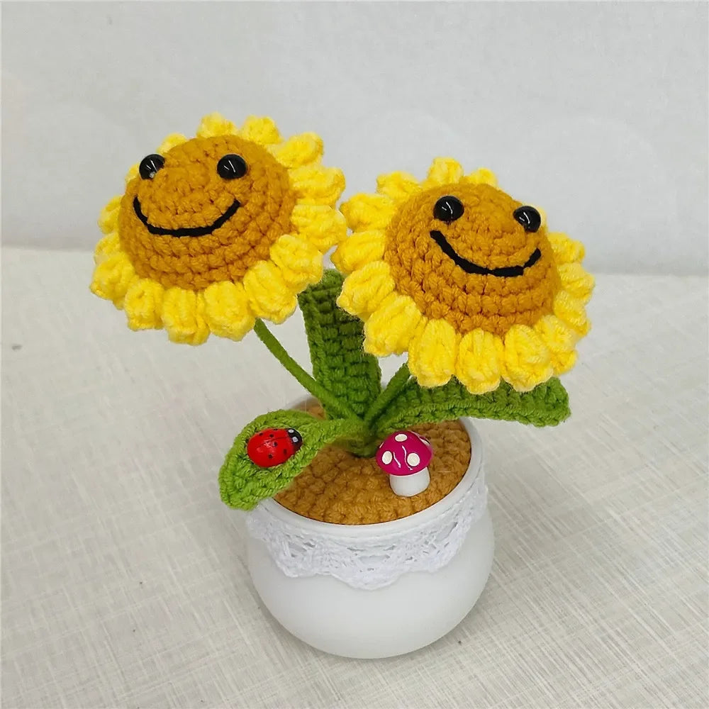 Plants Zombies Sunflower Pea Flower Pot Plants Desktop Weaving Decorations Home Office Ideal Gifts Friends Table Decorations