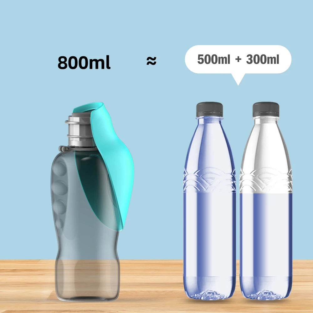 800ml Portable Dog Water Bottle with Fold-Out Bowl