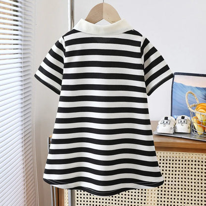 Striped Strawberry Print Girls Summer Dress