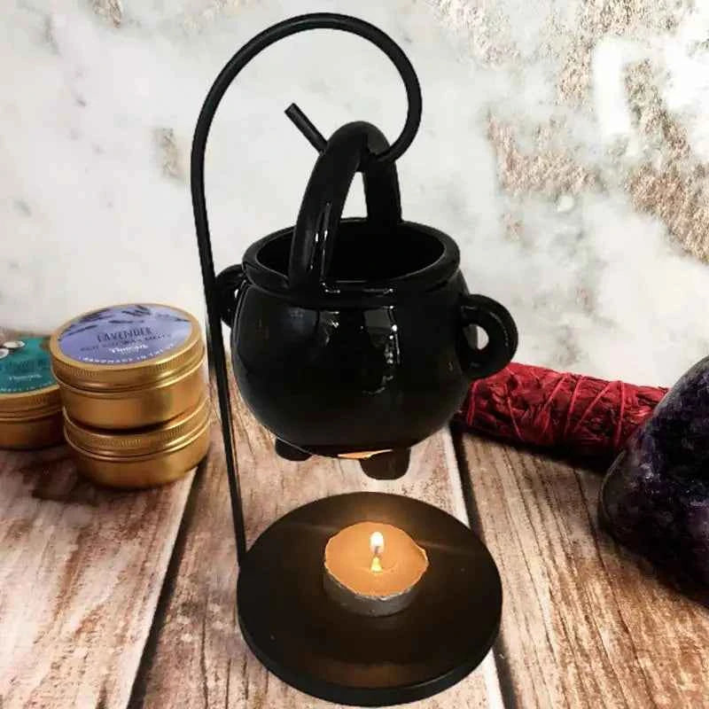 Hanging Cauldron Wax Burner Witch Caldron Pot Candle Holder Witchcraft Supplies Essential Oil Incense Aroma Diffuser Home Decor