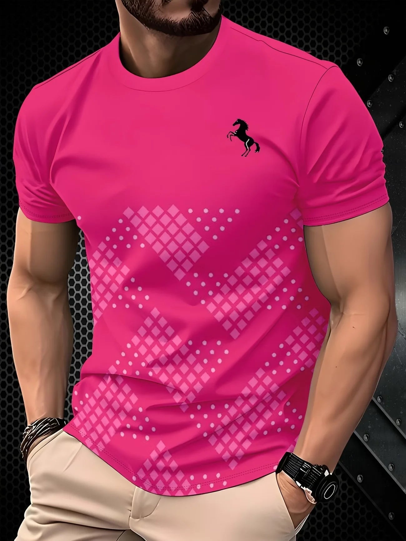Men's Luxury Gradient 3D Print T-Shirt — Turquoise Gold Swirl Abstract Crew Neck Tee