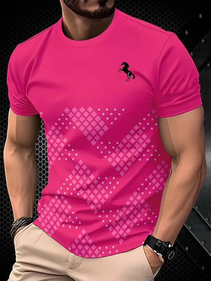Men's Luxury Gradient 3D Print T-Shirt — Turquoise Gold Swirl Abstract Crew Neck Tee