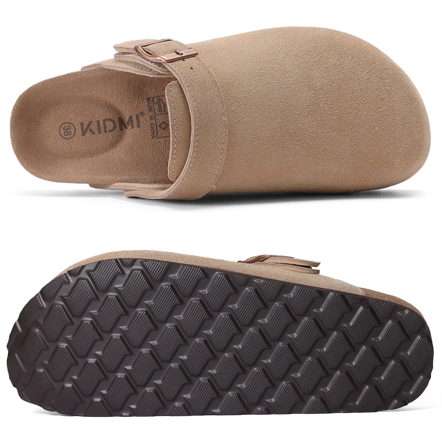 Crestar Women's Suede Clogs with Arch Support – Cork Footbed Leather Mules