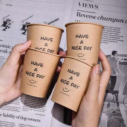 50PCS Biodegradable Paper Tasting Cups 250ml | Coffee Tea Milk Party Tableware