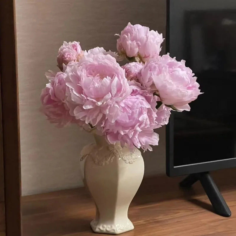 Vase en céramique moderne français Salon hydroponique Fleur Arrangeur Simple Vases en relief Ornement Ваза Для Цветов Décoration de chambre