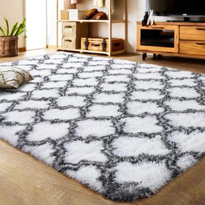 VIKAMA Geometric Plush Area Rug – Ultra Soft Large Carpet for Living Room, Coffee Table & Kids Bedroom