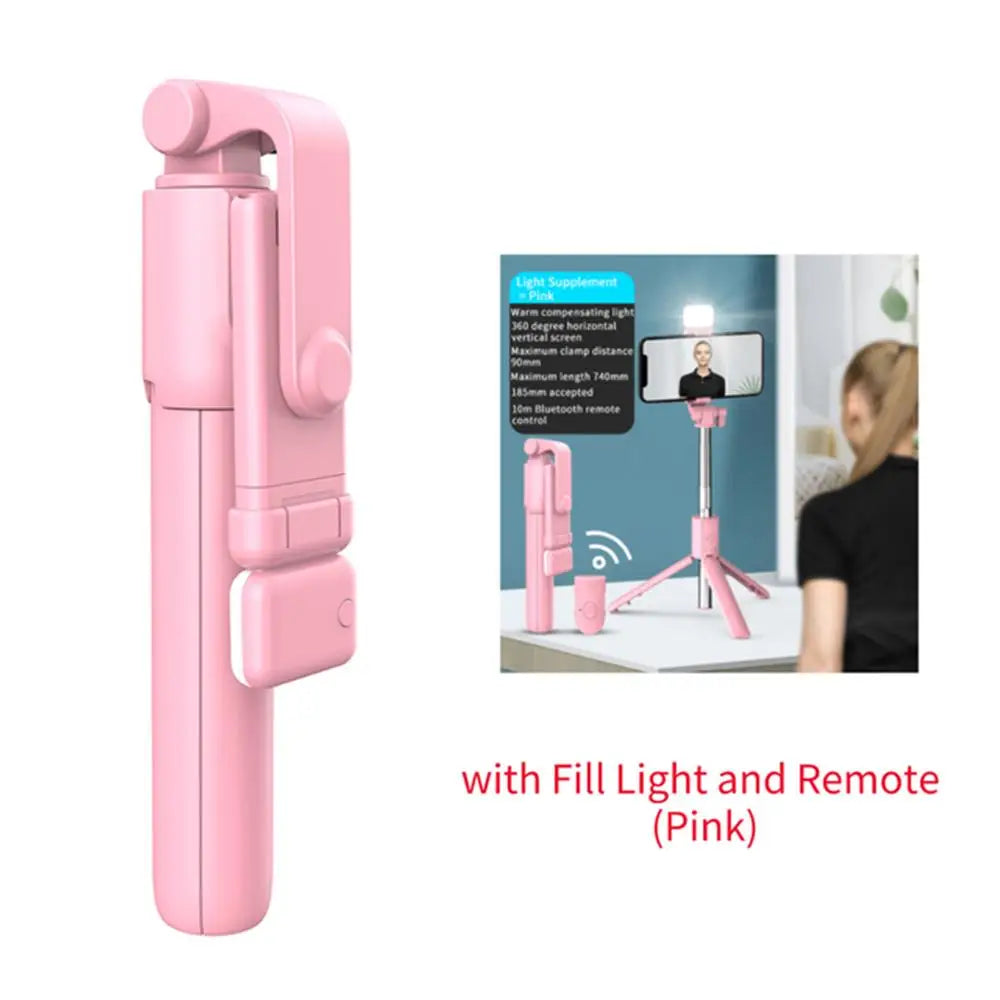Portable Selfie Stick Tripod – Bluetooth Remote, Beauty Fill Light, 30" Extendable, Universal