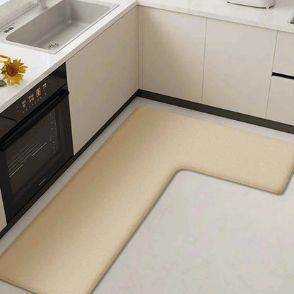 Thickened kitchen L-shaped absorbent floor mat household flannel non-slip anti-fall mat dirt-resistant oil-absorbing foot mat