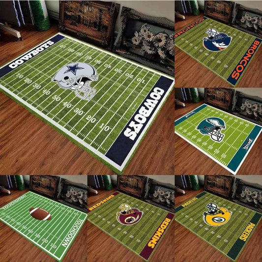 American Football Field Pattern Team Carpet Anti Slip Carpet Sports Fans HomeDecorationLiving Room Sofa Game RoomGreen Floor Mat