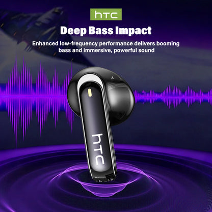 HTC NE70 Wireless Earbuds – Bluetooth 6.0, AI Translator, HD LCD Display, 30H Battery