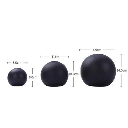 European Black and White Ball Ceramic Vase Ornaments Hydroponic Flower Vase Flower Arrangement Plant Living Room Decoration